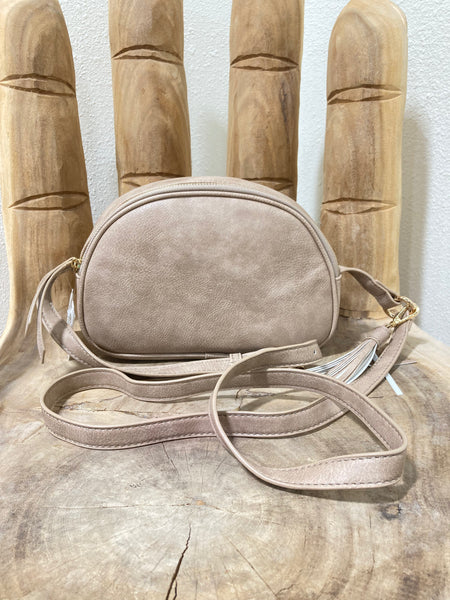 Stone Half Moon Tassel Crossbody