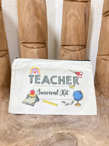 Teacher Survival Kit Canvas Pencil Case