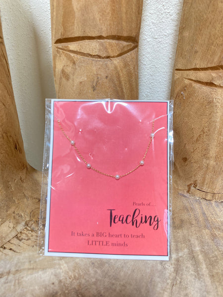 Pearls of Teaching Necklace Teacher Gift