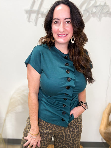 Hunter Green Button Up Top