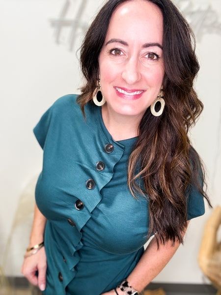 Hunter Green Button Up Top
