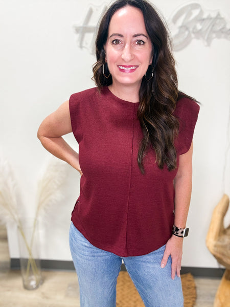 Burgundy Sleeveless Knit Top