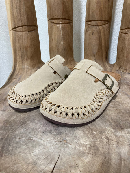 Taupe Woven Mules