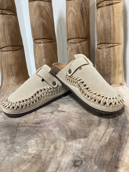Taupe Woven Mules