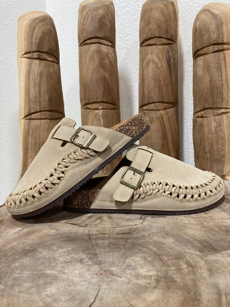 Taupe Woven Mules