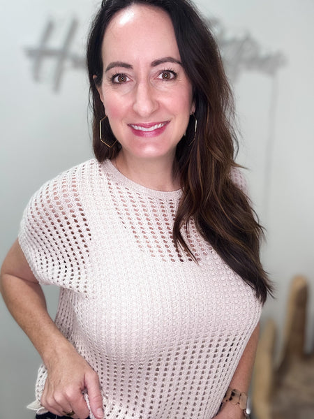 Khaki Crochet Knit Top
