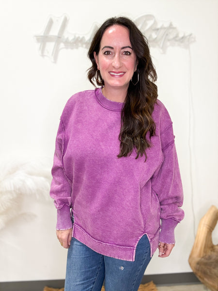 Violet Acid Washed Sweatshirt