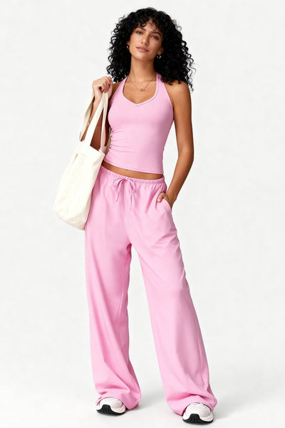 Mauve Crop Tank & Wide-Leg Lounge Set