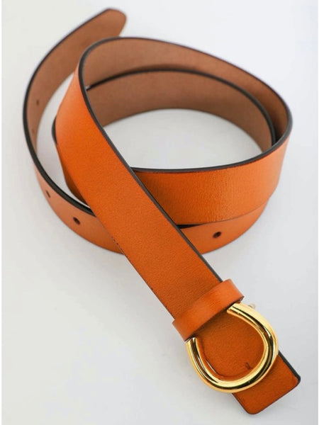 NEW LETO women\'s minimalist leather horseshoe belt in brown IMG_1055_c93f5f3b-5201-4b28-  main image 2