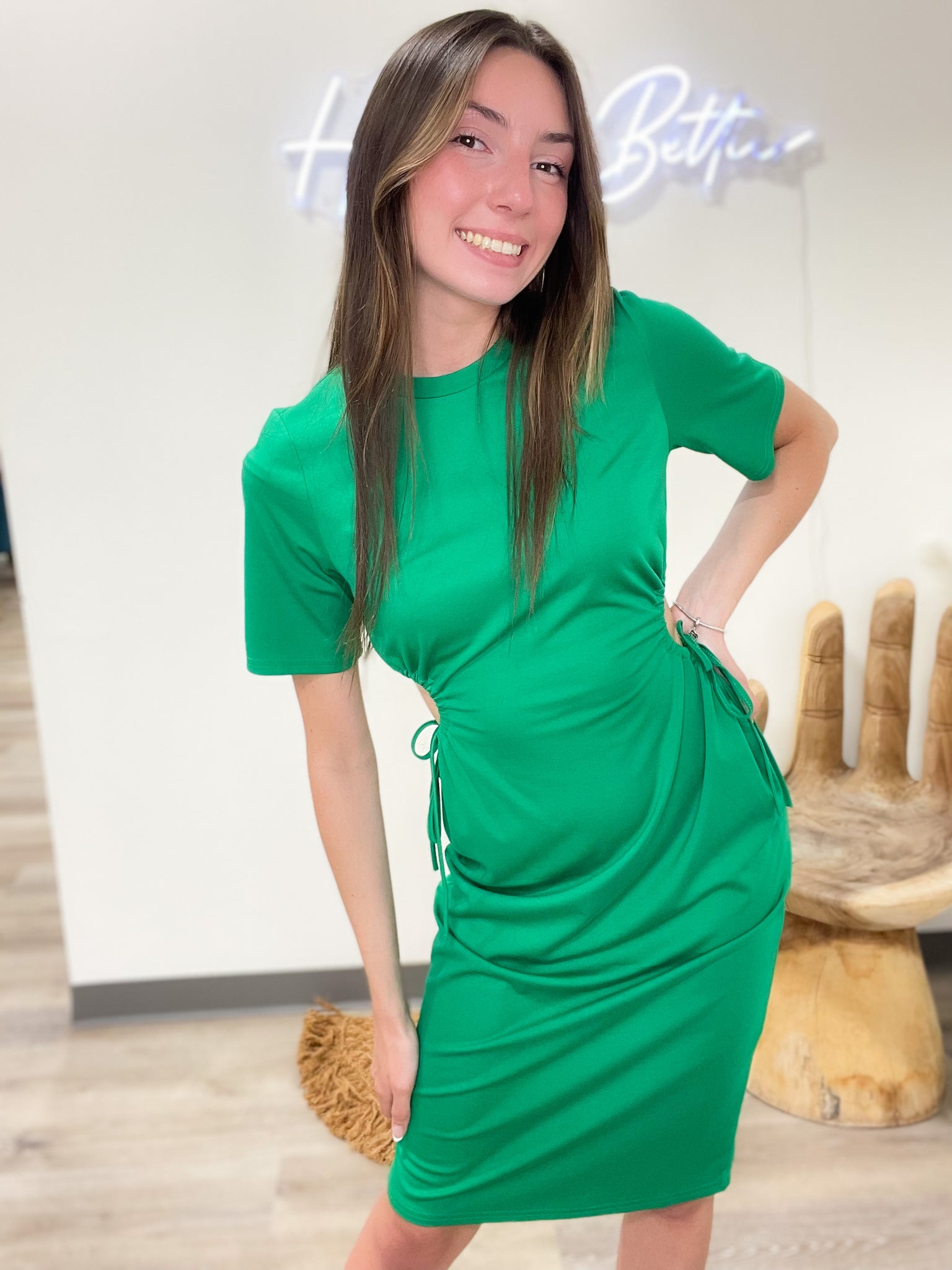 Kelly Green Cut-Out Dress