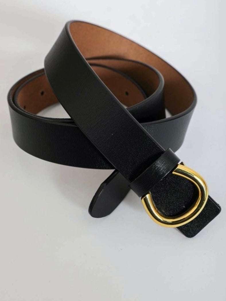 Black and Gold Leather Belt