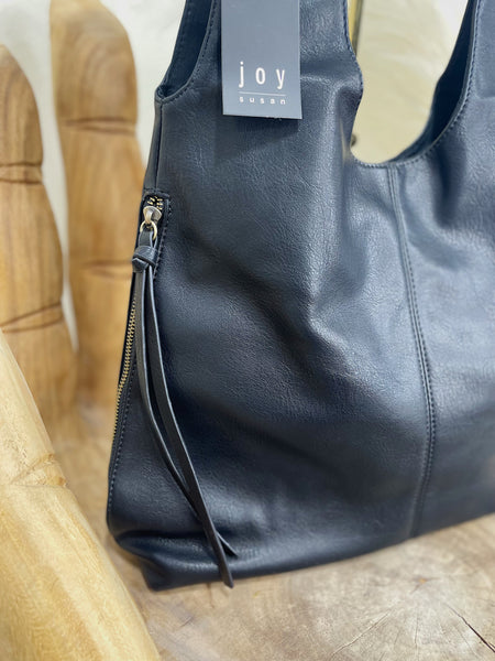 Black Side Zipper Hobo Handbag