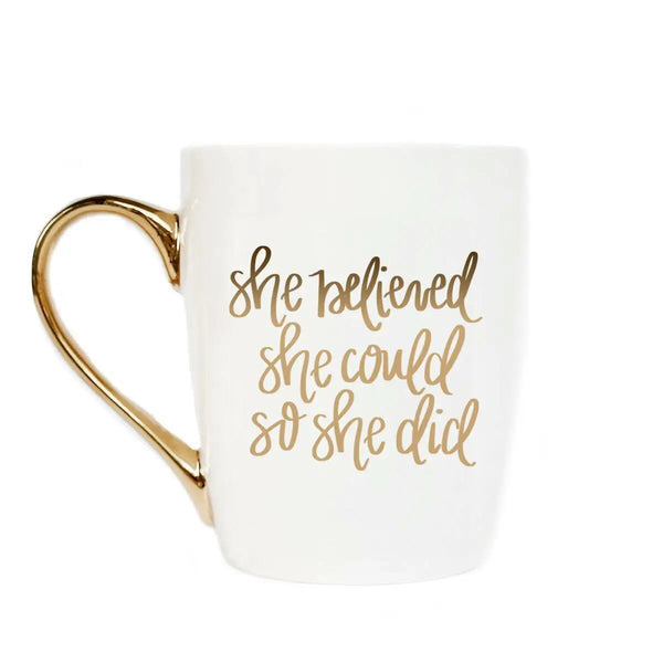 She Believed She Could Gold Coffee Mug