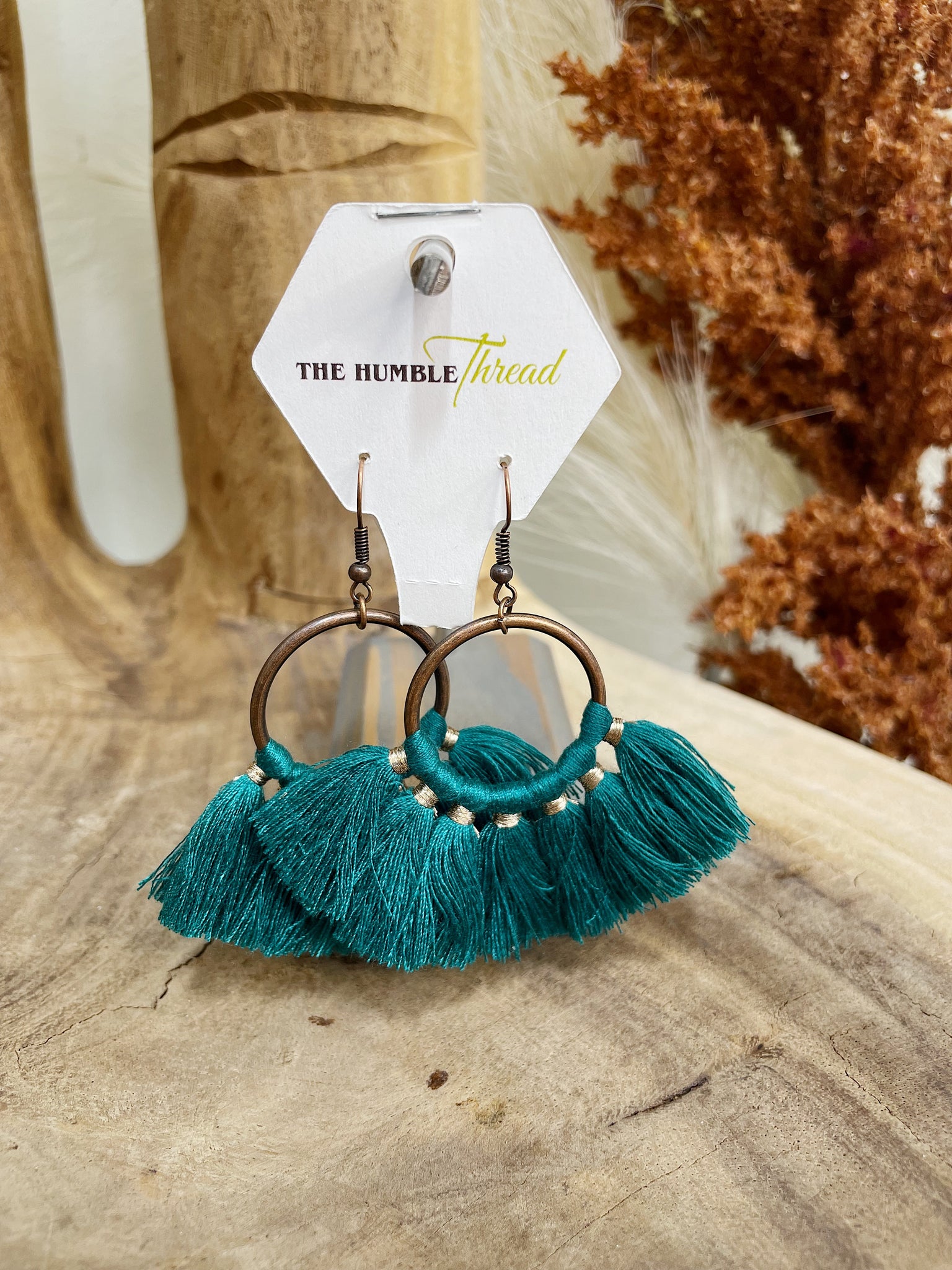 Emerald Tassel Fan Earrings