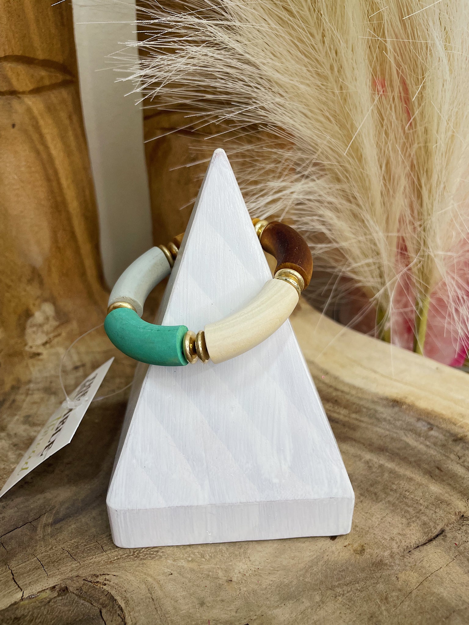 Turquoise Wooden Stretch Bracelet