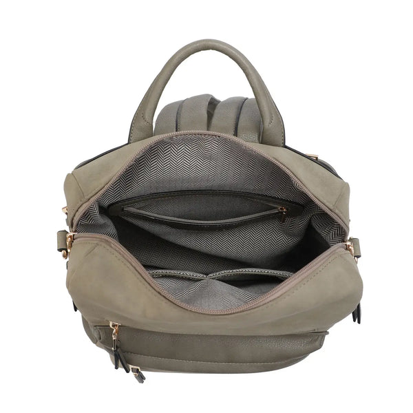 Gray Suede Convertible Backpack