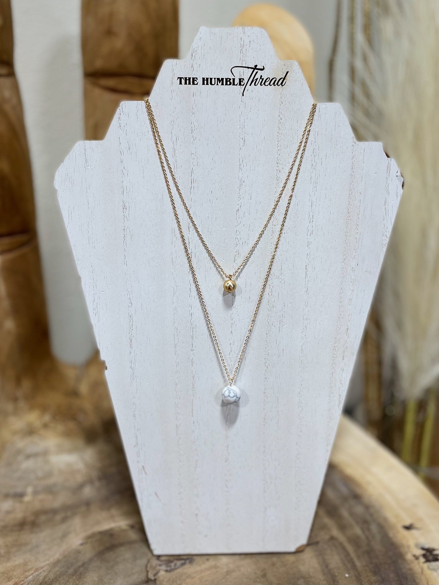 White Marble Layered Necklace
