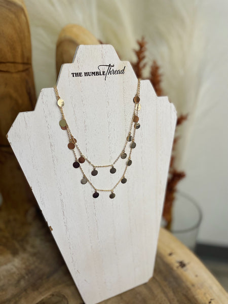Gold Double Layer Charm Necklace