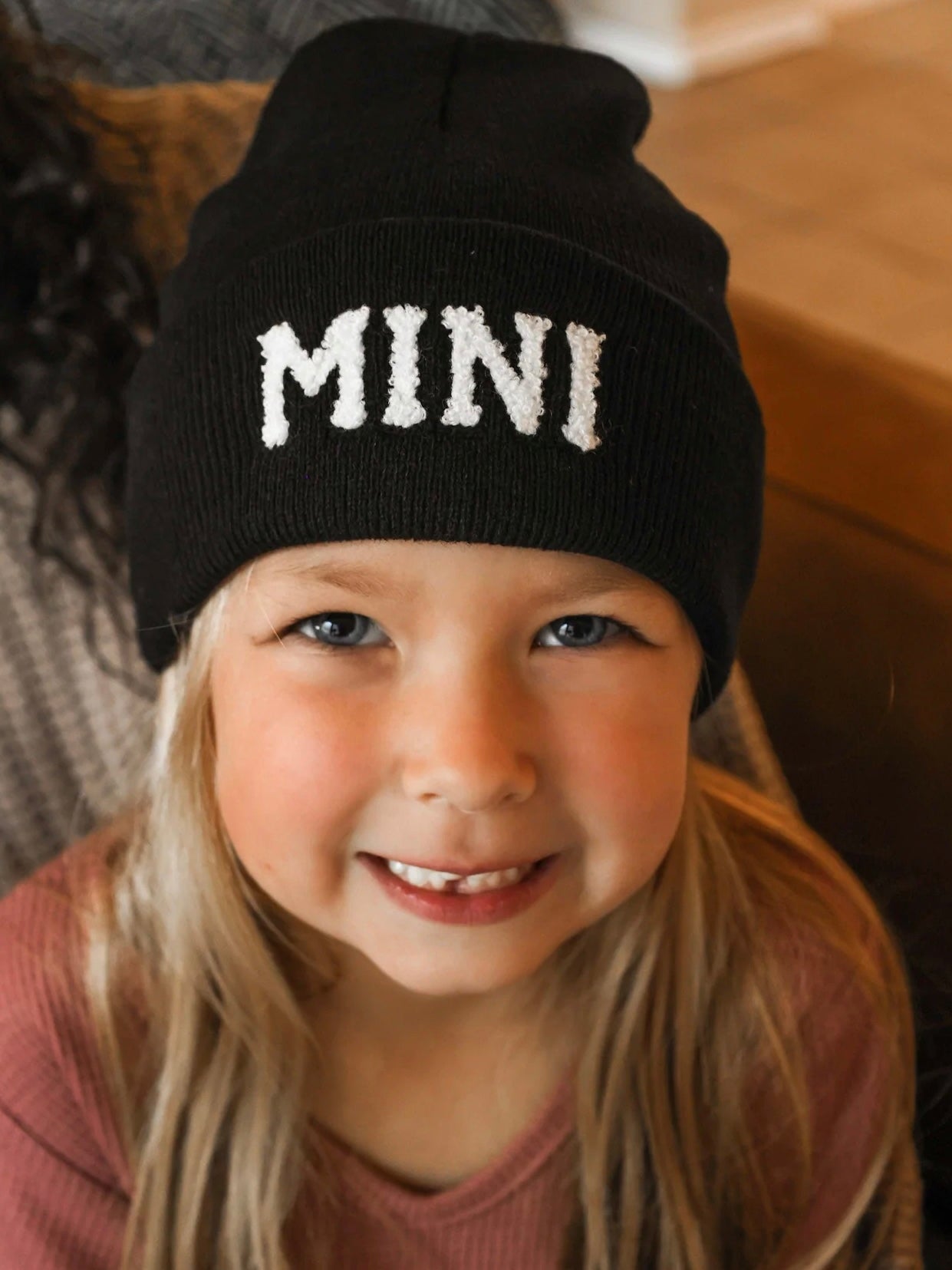 “Mini” Black Knit Beanie