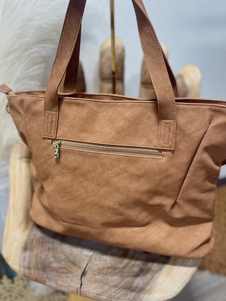 Camel Vegan Leather Handbag