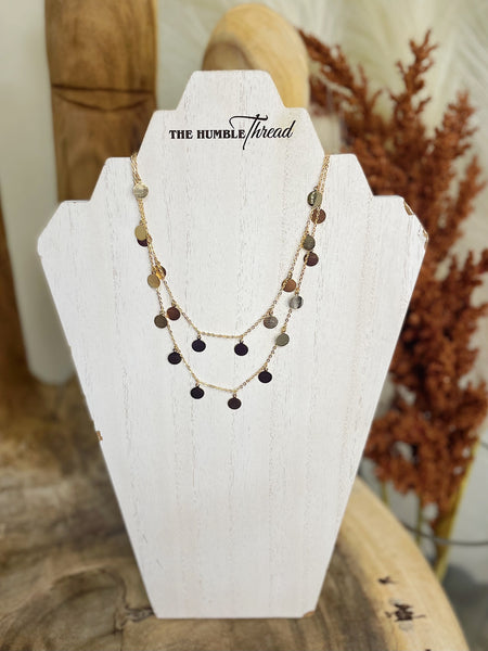 Gold Double Layer Charm Necklace