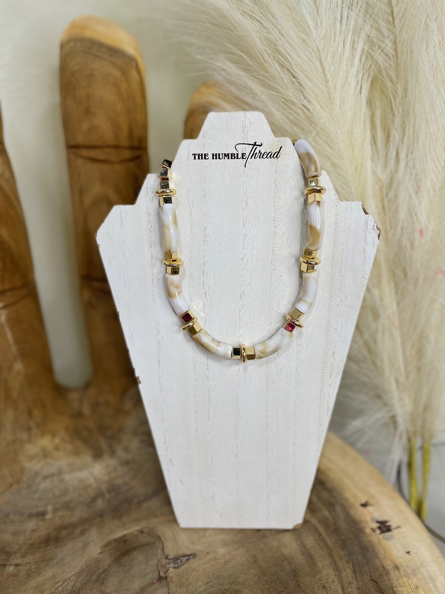 Ivory and Gold Curved Necklace