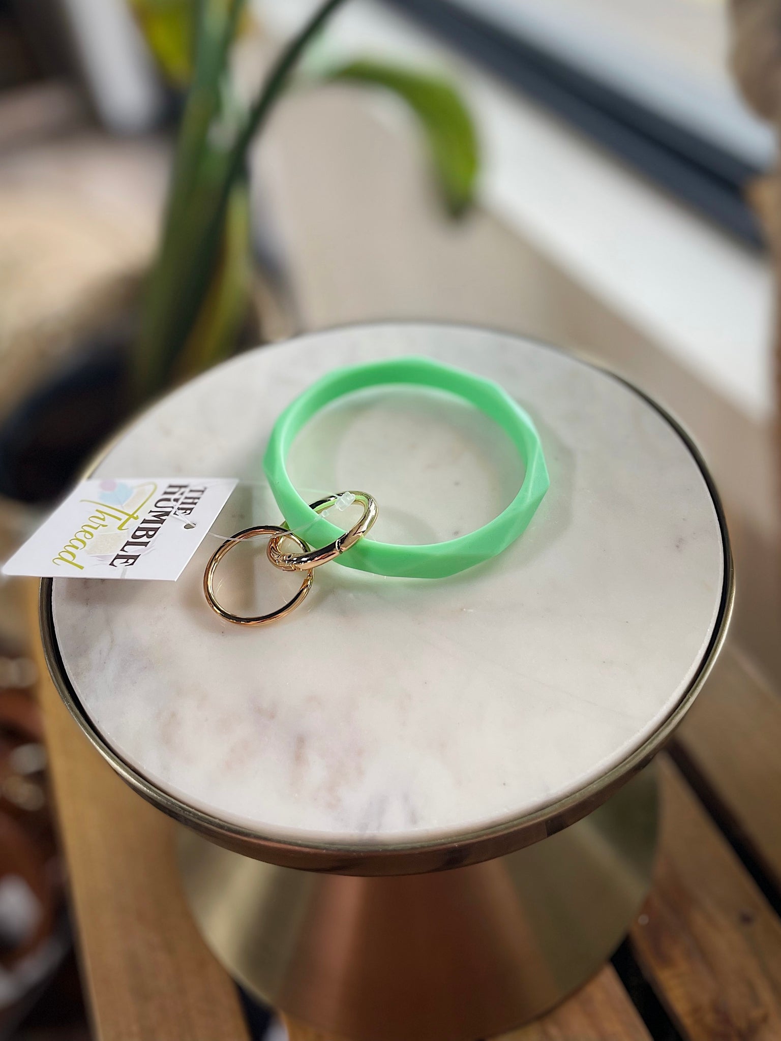 Mint Green Geo Silicone Key Ring